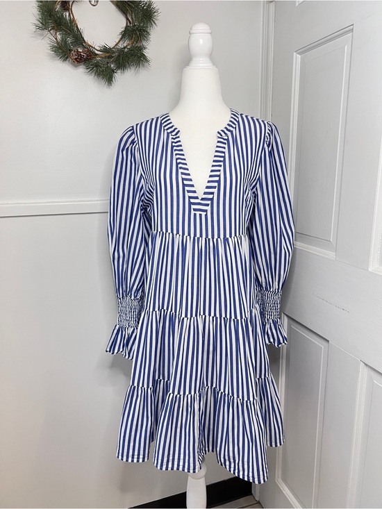 Pomander Place Dresses & Skirts - Pomander Place Kenzo Blue and White Stripe Cotton Poplin Tiered Mini Dress